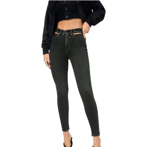 Good American Good Waist Slit Waistband Skinny Jeans - Size 12/31 - Black155 - Picture 1 of 9